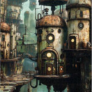 ClubLany 1000 Piece Puzzle Steampunk Architecture Toys - Complete